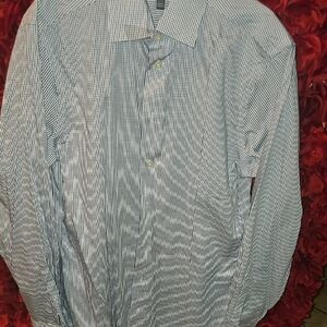 Kenneth Cole Reaction Blue/Wht/Gray Checkered Men's Shirt Size Medium